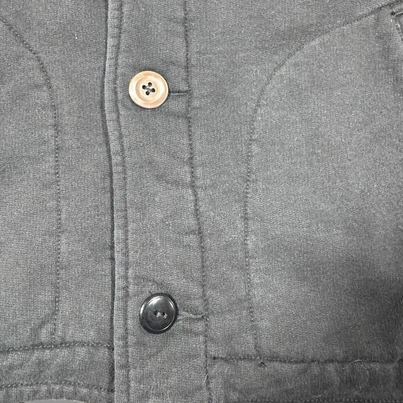 J Crew Outerwear Fleece Jacket Mens Large Button Up Heavy Cotton Pockets Black - Picture 3 of 8